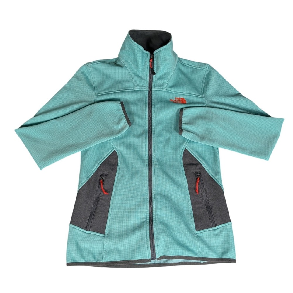 The North Face Full Zip Fleece Jacket Womens Small Aqua Blue A4L6 Good
